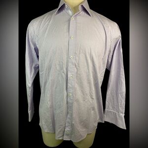 English Laundry Long Sleeve Button Up Men's Purple Checkered Shirt 16 1/2-34/35